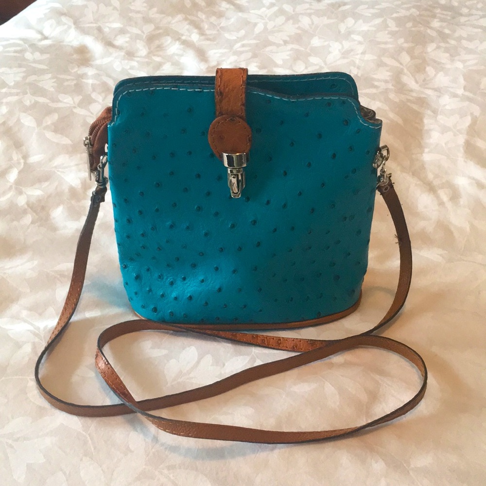 Colorful osterich leather shoulder bag